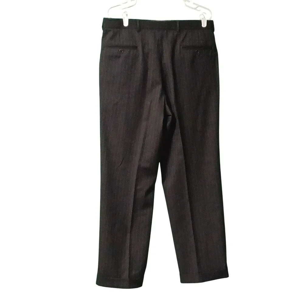 Brooks Brothers Mens 34x29 Grey‎ Pinstripe Pleated Wool Dress Pants Made in USA